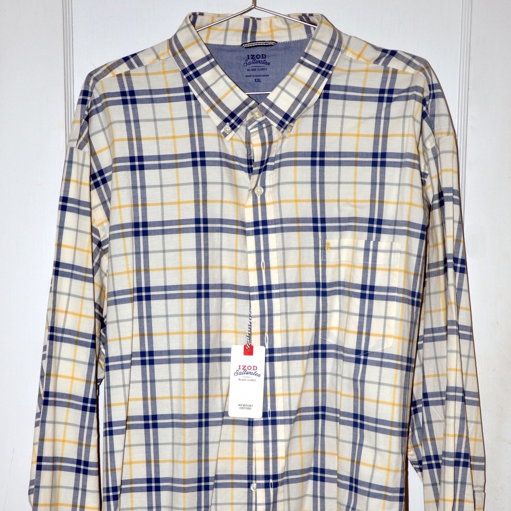 IZOD Saltwater Relaxed Classics Newport Oxford XXL long sleeve button-down shirt